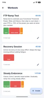Ride Forge 01-workouts screen
