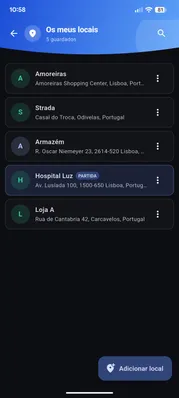 Route Finder 03-places screen