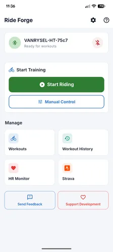 Ride Forge welcome screen